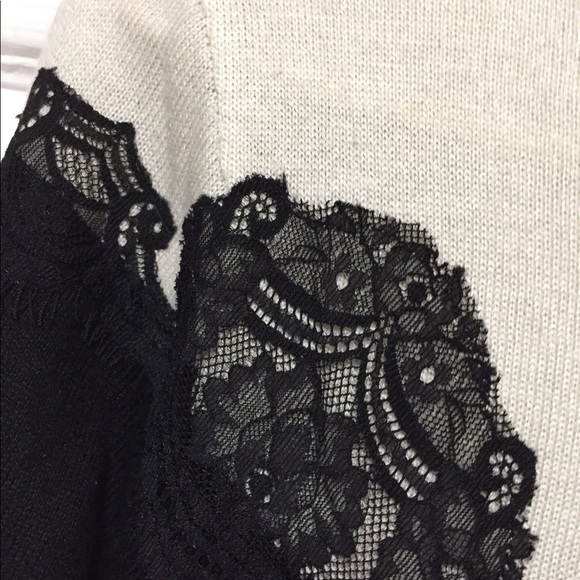 Vince Camuto Sweater Black cream pull over MED - Picture 4 of 5